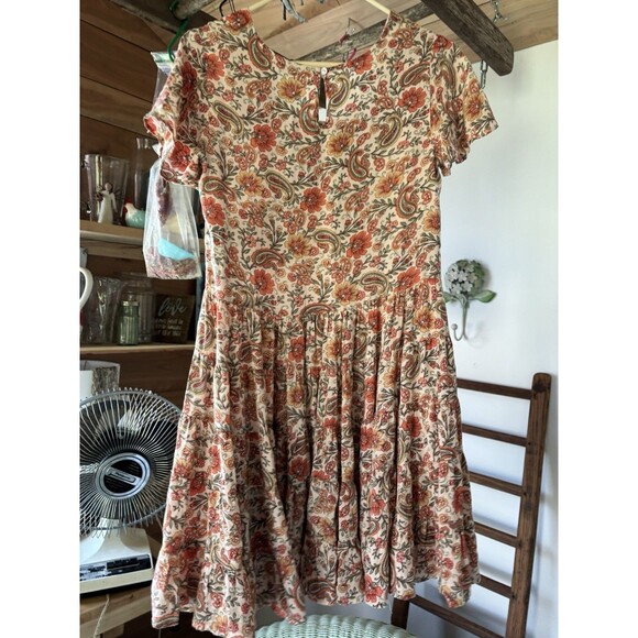 Patrons of Peace Tiered Babydoll Cottage Dress Womens XS Floral Boho Peasant - Picture 4 of 9